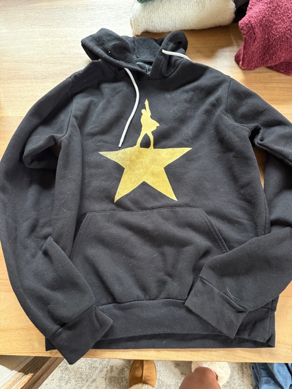 Hamilton Black Crewneck Sweater with Gold Star Graphic